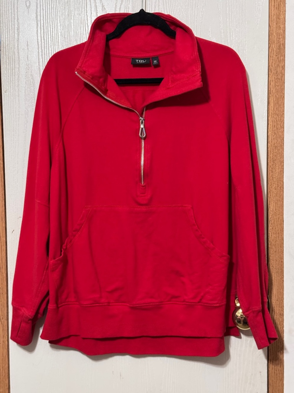 Torrid TRU Half Zip Pullover Sweatshirt Size 00 Red Quarter Zip Cozy Lounge